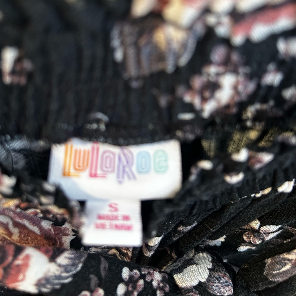 Lularoe Floral Black Bottoms - Picture 4 of 5